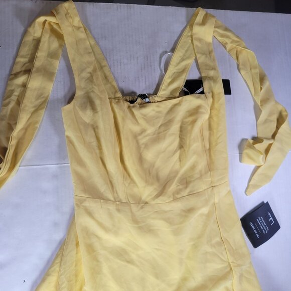 Lulus Summer Invite Yellow Tie-Strap Tiered Midi Dress Size S - Picture 2 of 4